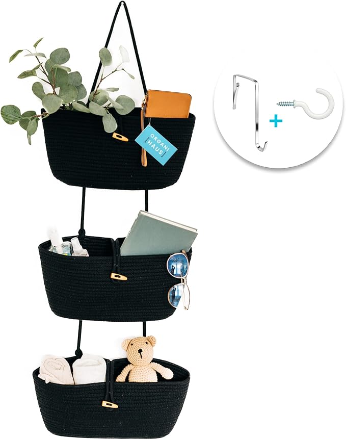 OrganiHaus Black Hanging Wall Baskets