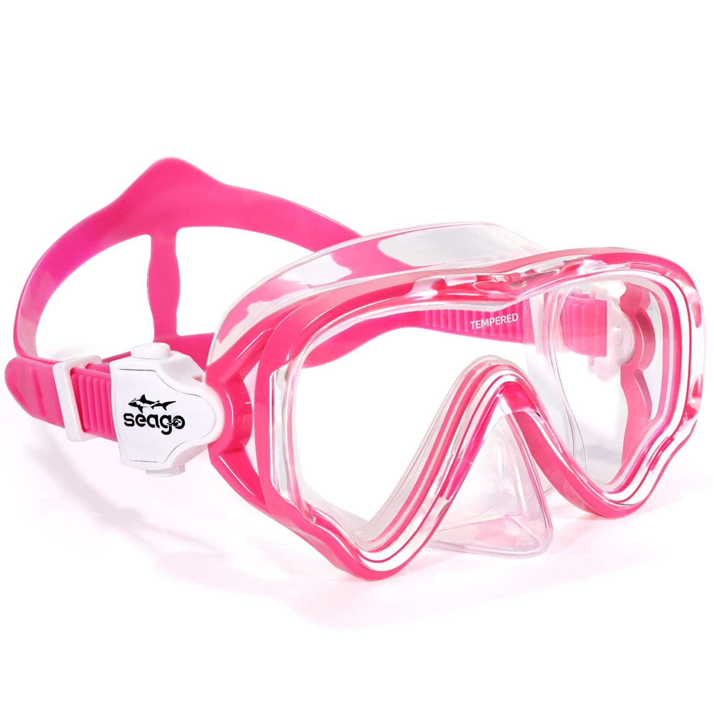 Seago Kids Swimming Mask Swim Diving Scuba Mask Snorkel Gear for Boys Girls Youth, Anti-Fog 180° Panoramic View Soft Silicone Skirt Kids Pool Underwater Swim Goggles with Nose Cover, Snorkel Equipment