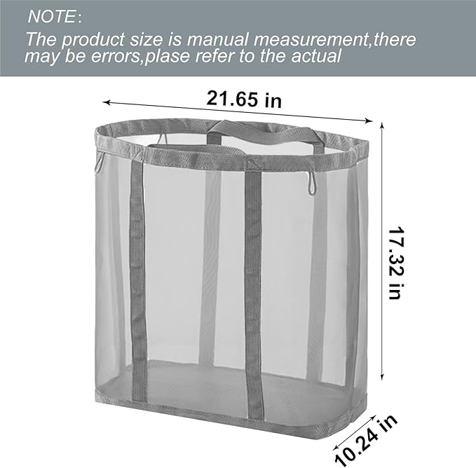 Mesh Bag with Handles, Collapsible Laundry Basket, Foldable Laundry Bag