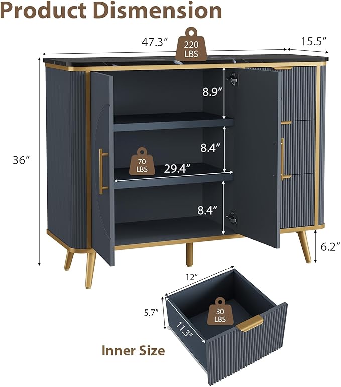 47.3" Modern Buffet Cabinet