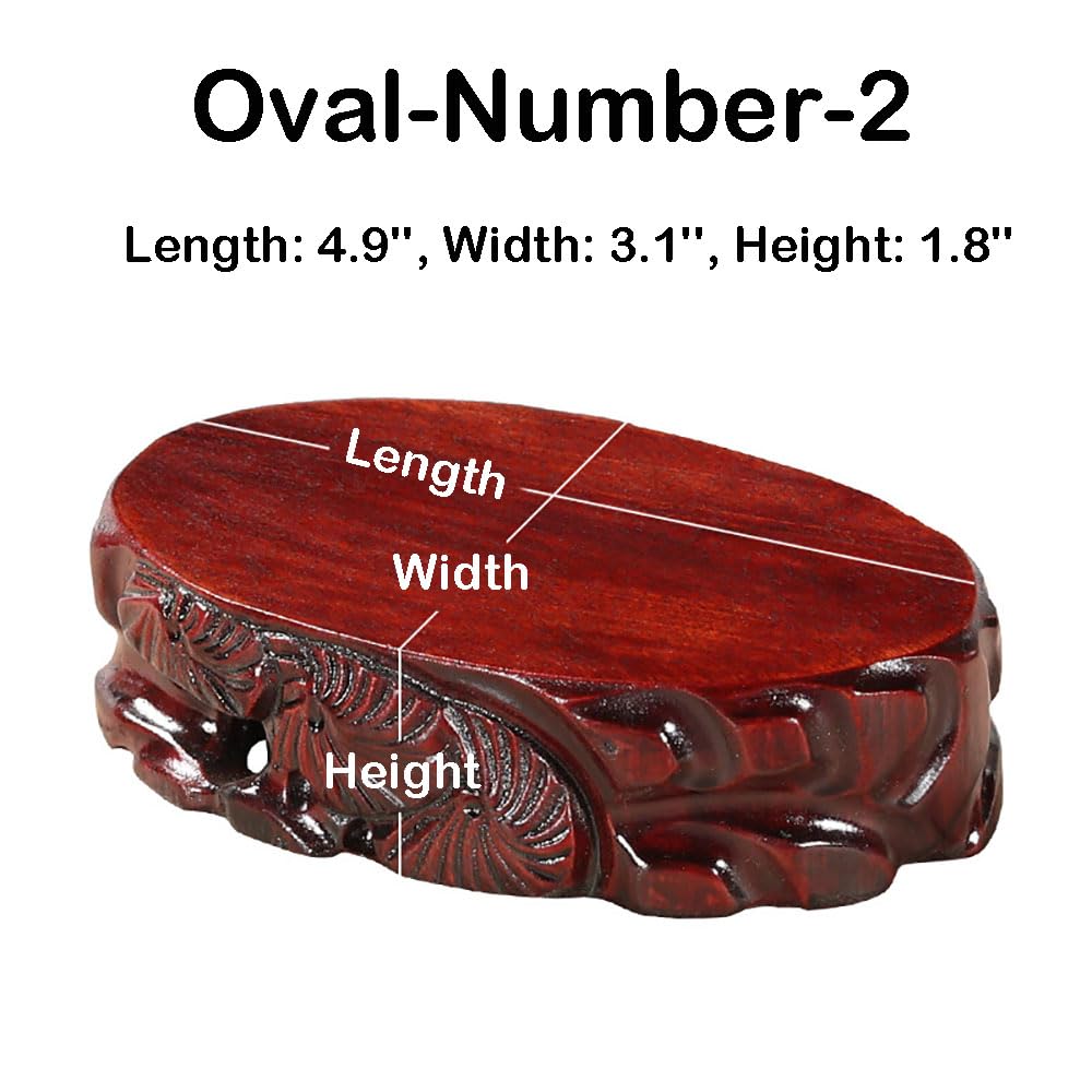 GOLDY&WENDY Solid Wood Carved Stone Buddha Statue Ornament Base Teapot Vase Bonsai Fish Tank Oval Display Stand Pedestal