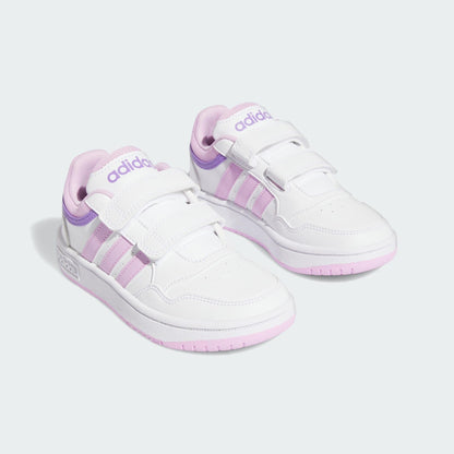 adidas Hoops Lifestyle Basketball Hook-and-Loop Shoes, Cloud White/Lilac/Violet Fusion, 2.5 UK