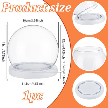 NBEADS Glass Display Dome Cloche, Eternal Flower Glass Dome Cover with Wood Base Anti-Shedding Design Arch Bell Jar Cloche for Centerpieces Plants Rocks Specimens Decorations Crafts, 4.5x4.7inch