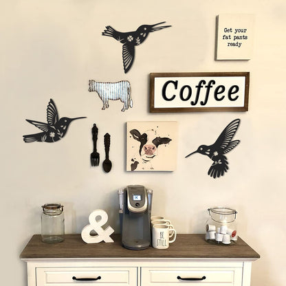 Daogtc Metal Hummingbird Wall Art Decor-Black Metal Wall Art,Bird Wall Sculpture for Home Kitchen Patio Bedroom Living Room Bathroom(3 Pack)