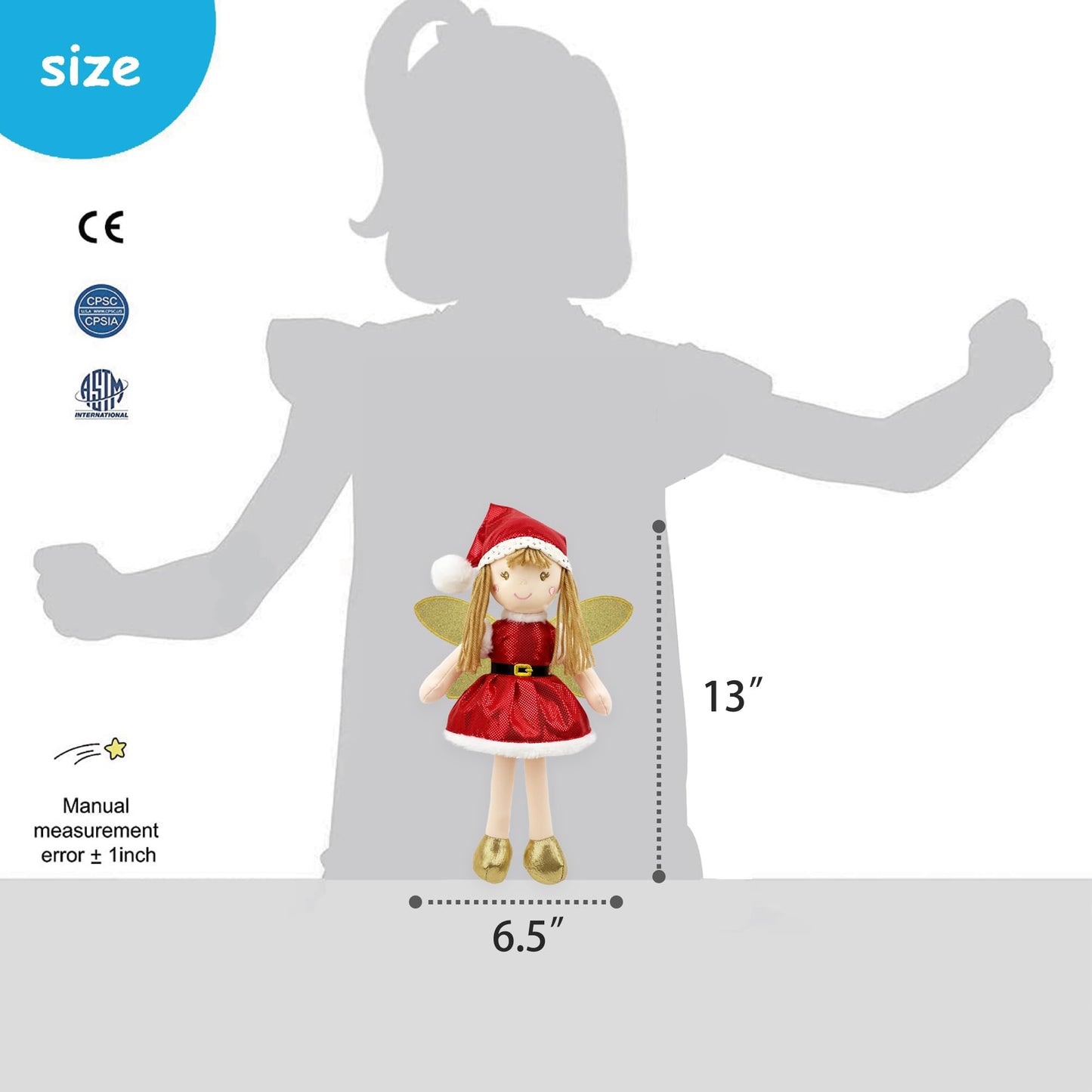 June Garden 12" Enchanted Garden Fairy Holly Evergreen - Plush Stuffed Soft Doll Girl Gift - Christmas Themed