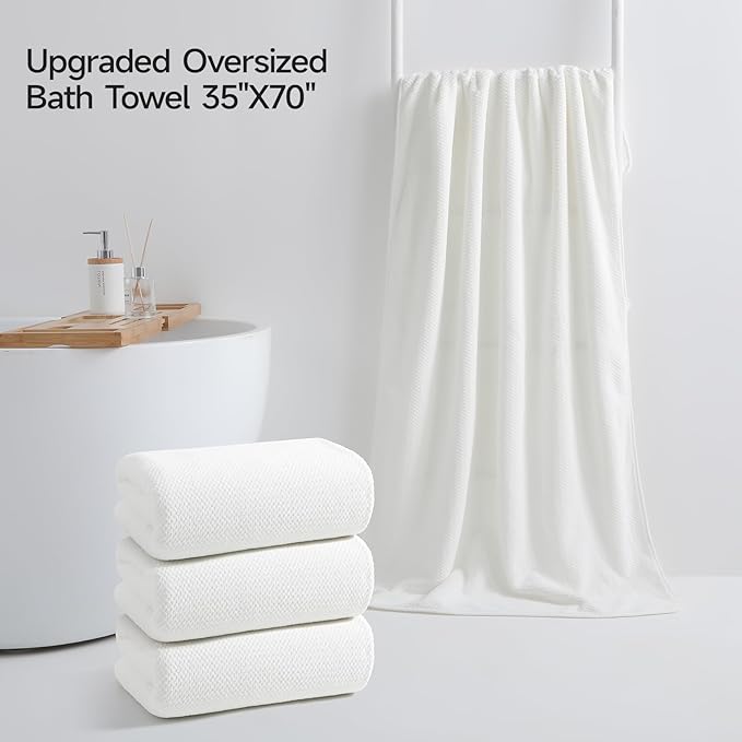 REDKISS 4 Pack Premium Bath Towels, Plush Coral Fleece Towels