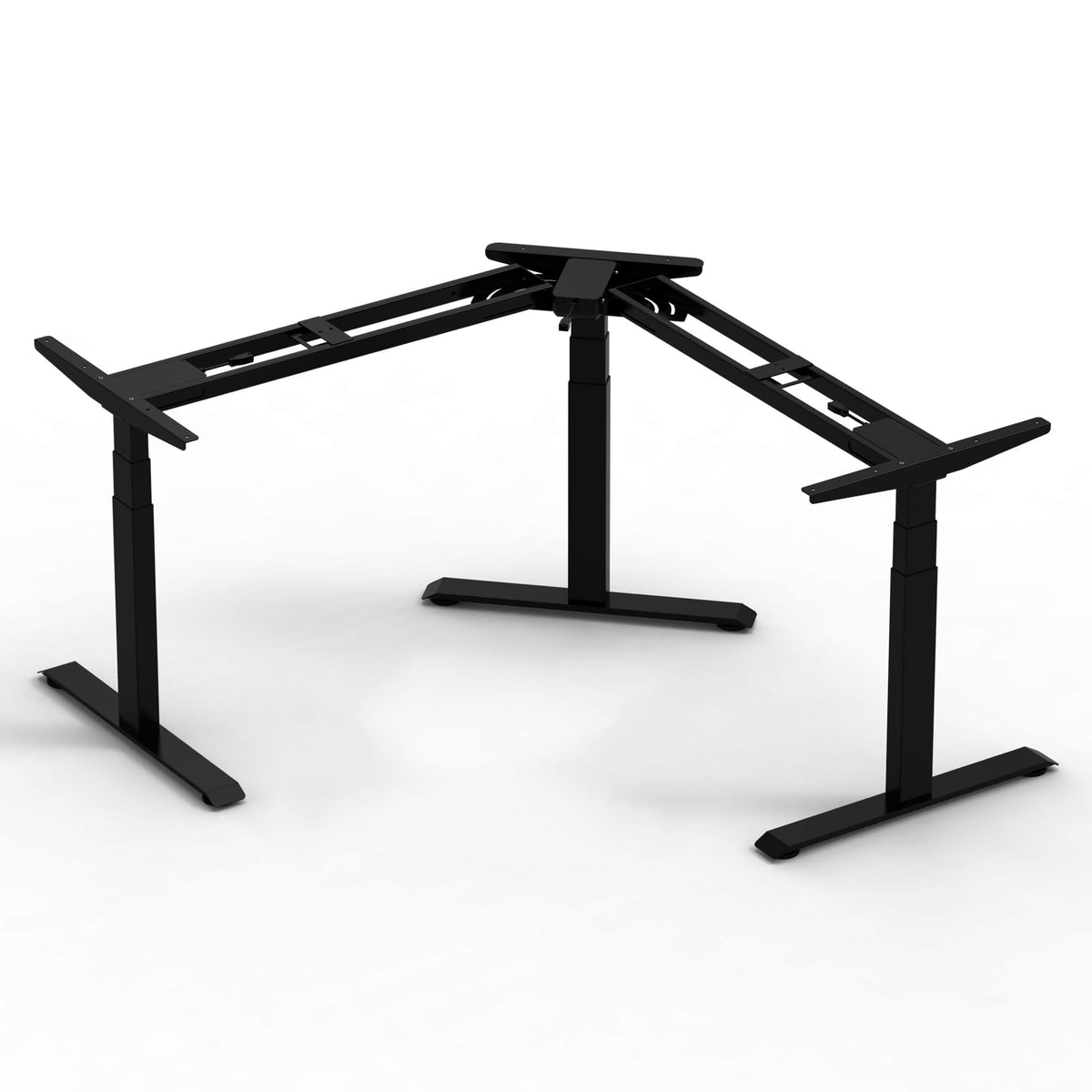 Fromann Adjustable Standing Corner Desk Frame 3 Leg L-Shaped Electric Triple Motor Desk Base Height and Width Adjustable Standing/Sitting for Home Office (Black)
