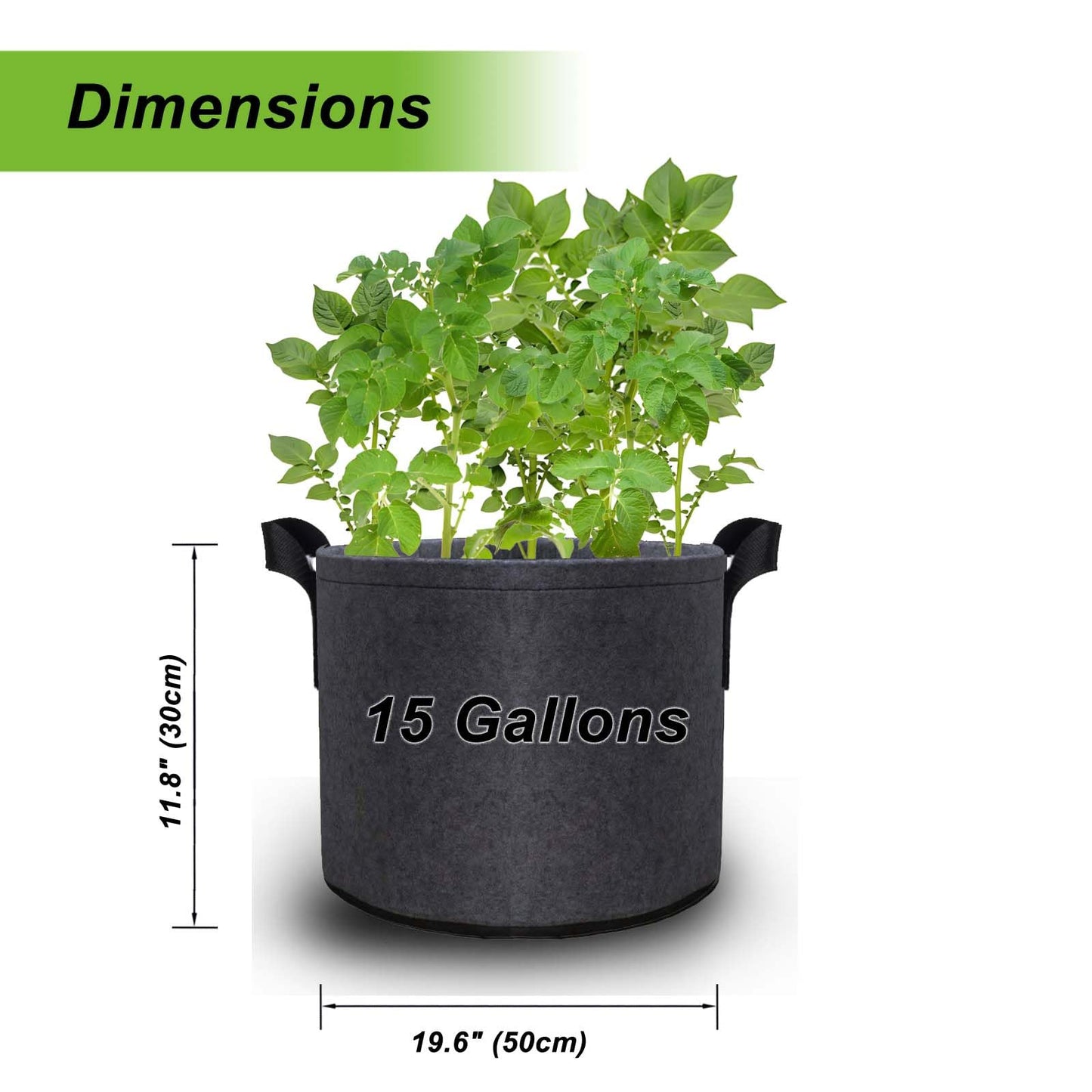 5 Pack 15 Gallon Extra Large Grow Bags -Thickened Non-Woven Fabric Plant Pots for Fruit Trees, Shrubs, Vegetables & Big Plants -Sturdy Nylon Handles Reusable Outdoor Indoor bucket planter container