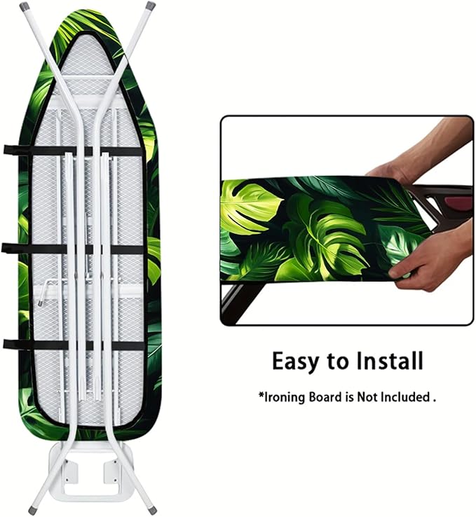 Nuxovilar Dark Background with Green Monstera Leaves Ironing Board Cover