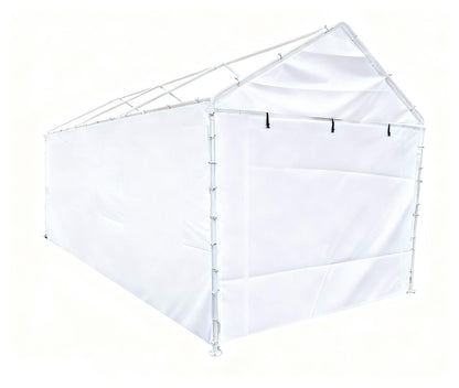Rutile 10x20 Carport Replacement Sidewall, 180G PE Waterproof & UV Protected Sidewall Cover (White, Sidewall kit Panel Set of 4 w/o Mesh Windows)