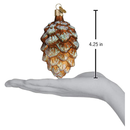 Old World Christmas Woodland Cone Glass Blown Ornament for Christmas Tree, Handcrafted Holiday Decoration, Nature Collection