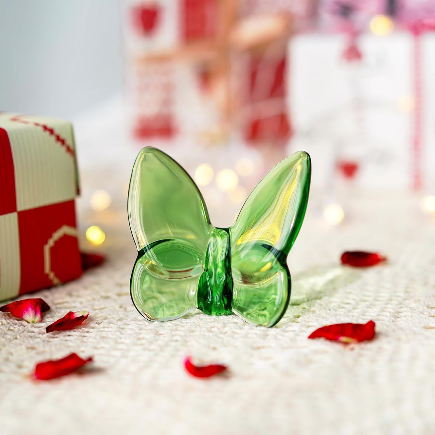 kanpura 3" Crystal Butterfly Figurine,Green Glass Butterfly Statue,Crystal Animal Collectible Figurine for Christmas Home Decor