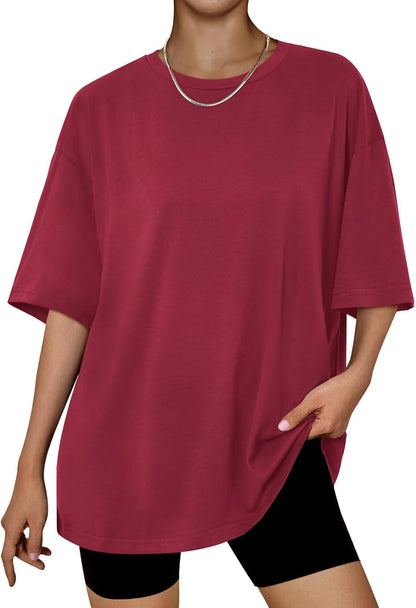 Trendy Queen Womens Oversized Summer T Shirts Plus Size Batwing Cute Casual Tops Short Sleeves Fashion Workout Clothes