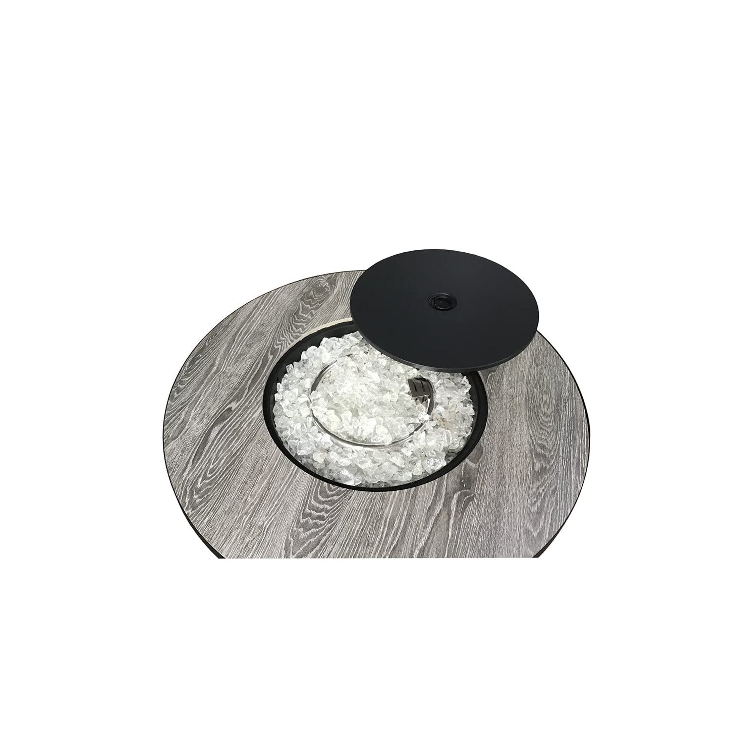 Hiland AFP-FWT Faux Wood Top 40,000 BTU Round Propane Fire Pit, Gray