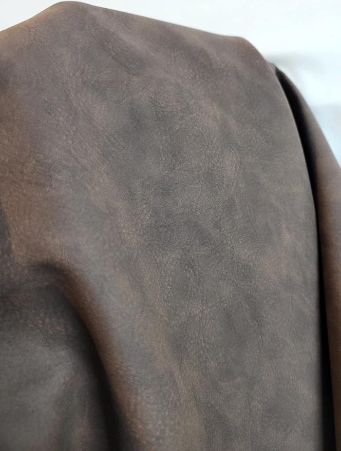 NAT Leathers | Dark Brown Tumbled Nubuck Calf Soft Faux Vegan Leather PU | 10