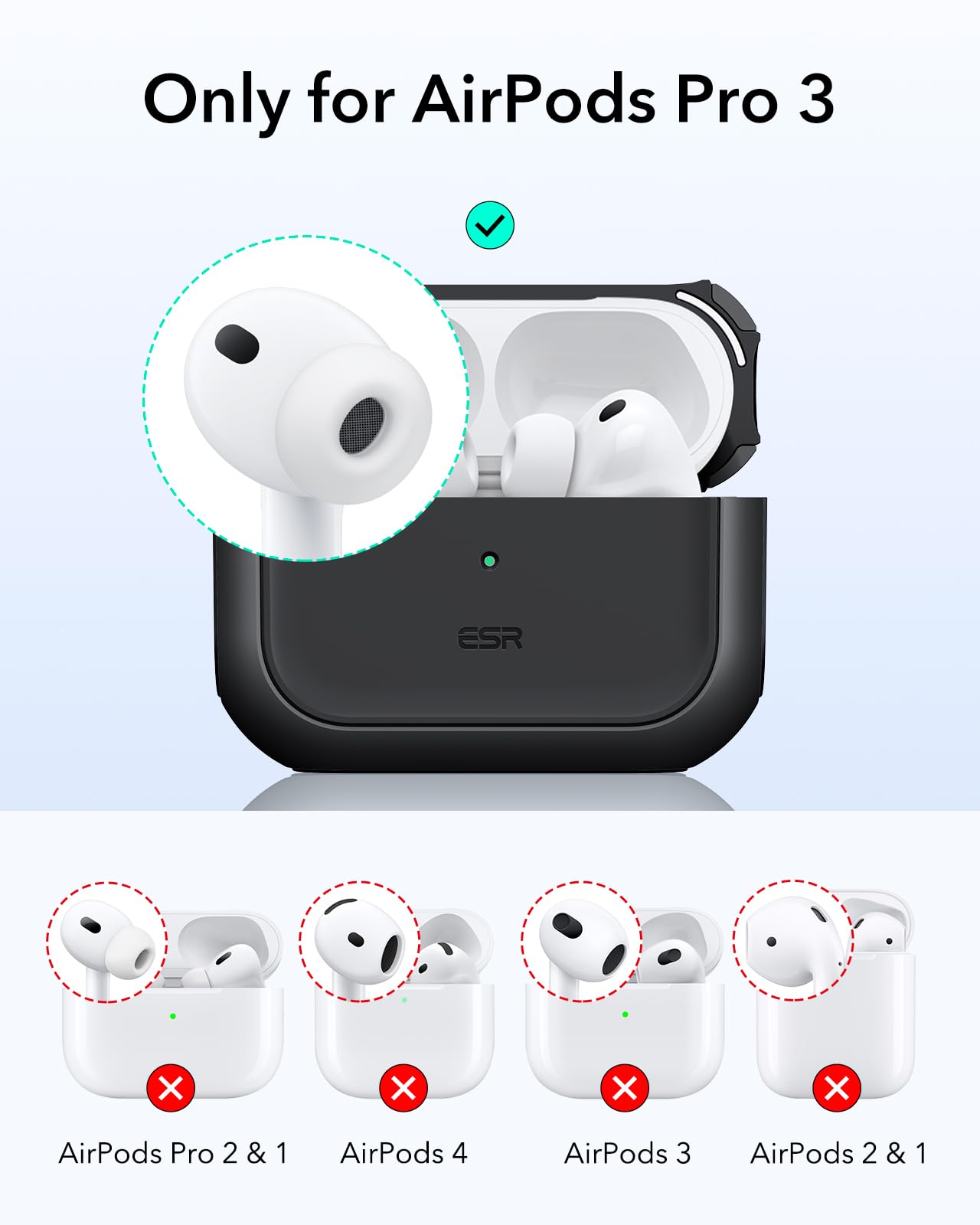 ESR for AirPods Pro 3 Case, Compatible with AirPods Pro Case 3rd Generation (2025), Compatible with MagSafe, Full Drop Protection Cover with Lanyard, Black