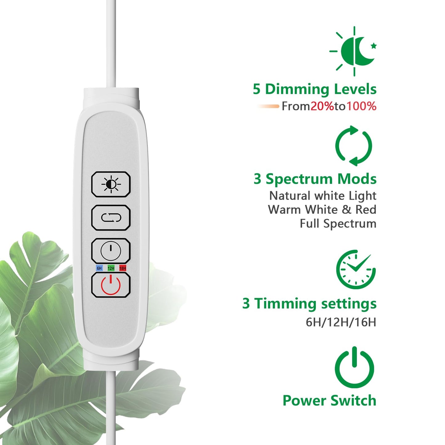 LPMZMBL 3 Packs Grow Lights for Indoor Plants,Plant Grow Light,80 LEDs Full Spectrum Plant Lights for Indoor Growing with 6/12/16H Timer-WG3