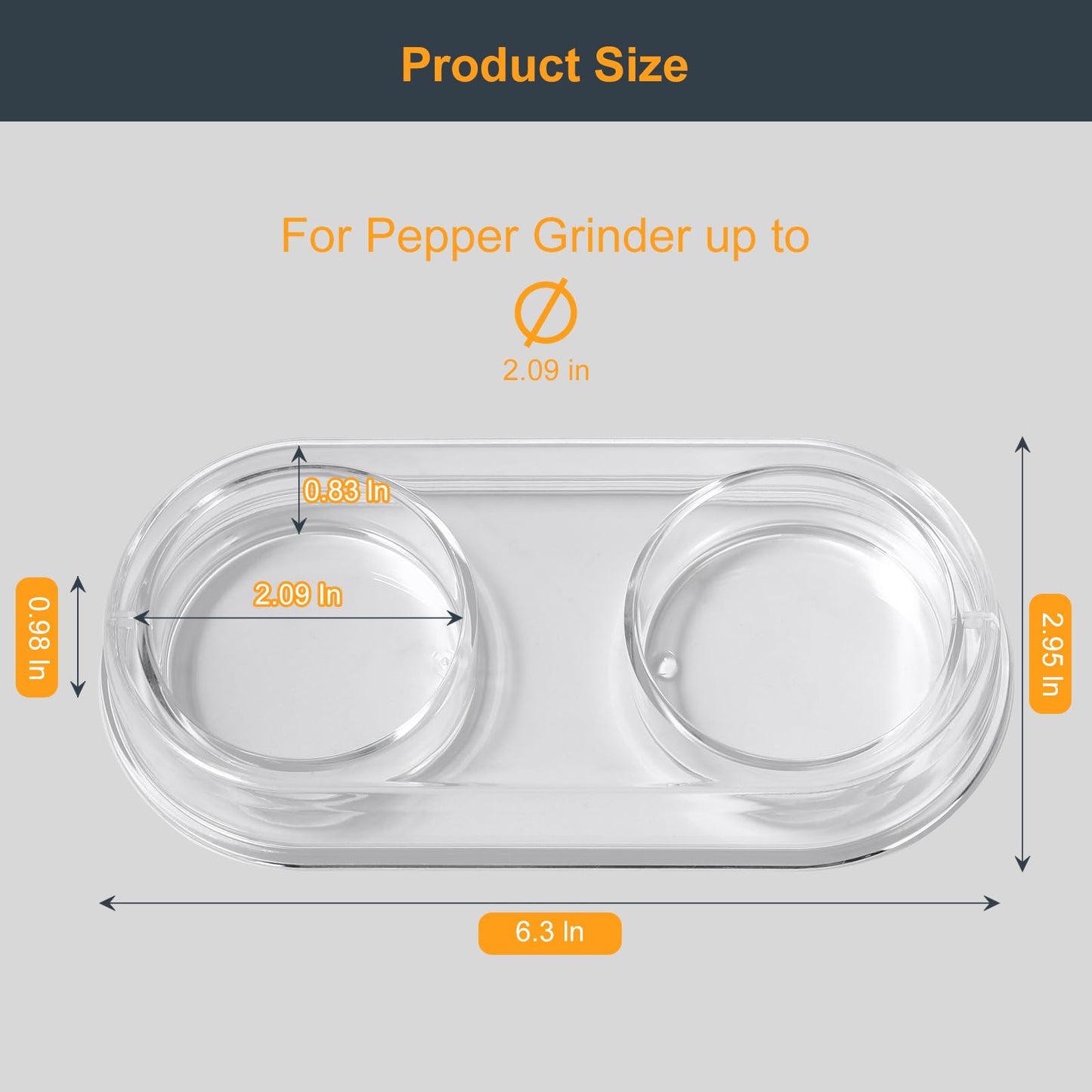 Salt and Pepper Grinder Mill Tray Clear Acrylic Transparent, Inner Dia 2.09 Inch, Fit Many Mills Shakers, Salt & Pepper Grinder Accessories, Kitchen Storage Holder (Clear)