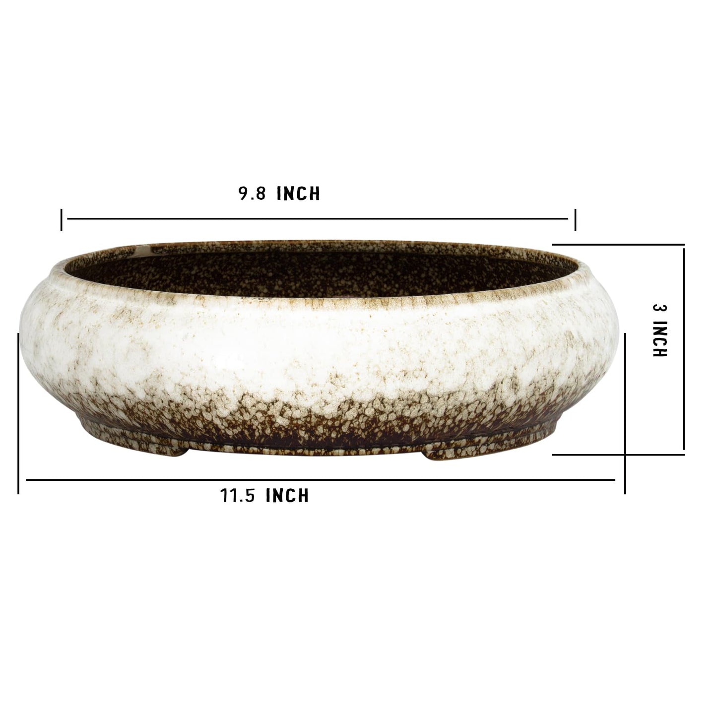 ARTKETTY Succulent Pots - Ceramic Bonsai Pots with Drainage, Large Shallow Succulent Planters for Indoor Outdoor Plants, Round Glazed Cactus Flower Plant Container Bowl Home Desk Decor