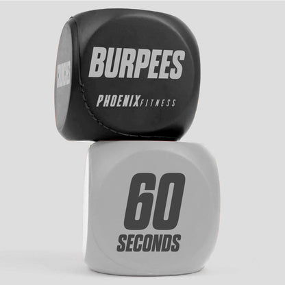 Phoenix Fitness Exercise Dice,Workout Dice Game for Cardio, HIIT Training and Exercise Classes,Training Includes Push Ups, Squats, Jumping Jacks, Crunches and Wildcard for Home and Gym,Black