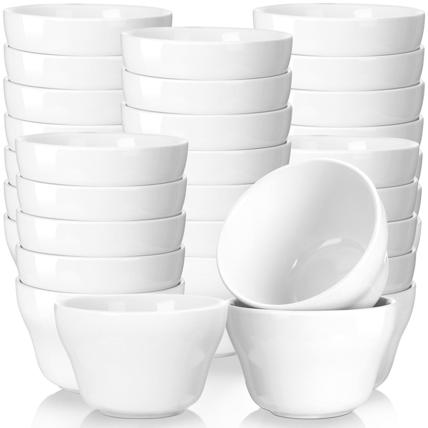 Suclain 24 Pack Porcelain Bowls Set Porcelain Bouillon Cups Small Dessert Bowls Soup Dip Bowl for Ice Cream Dessert Sauce Dipping Salad Cereal Microwave Dishwasher Safe (8 oz,White)