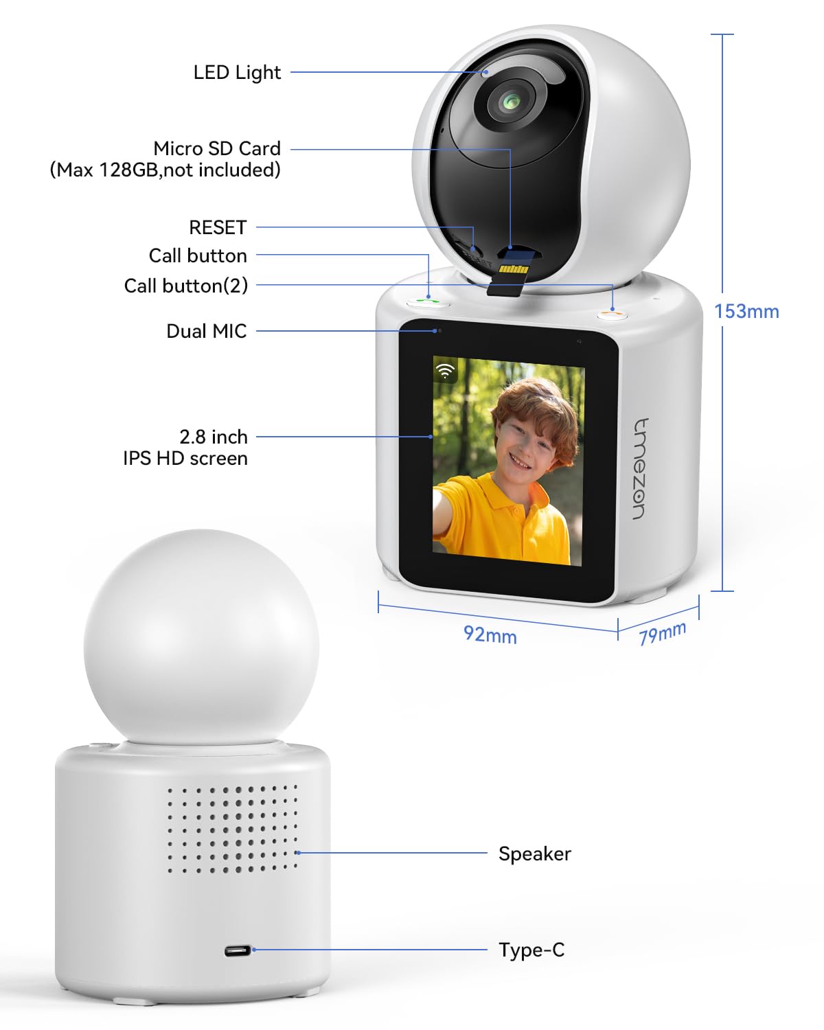 TMEZON Video Pet Dog Camera Indoor Two Way Wireless Security Camera Monitor 1080P with Phone app and Motion Detection,Baby/Elderly/Nanny Audio Calling Device Pan Tilt