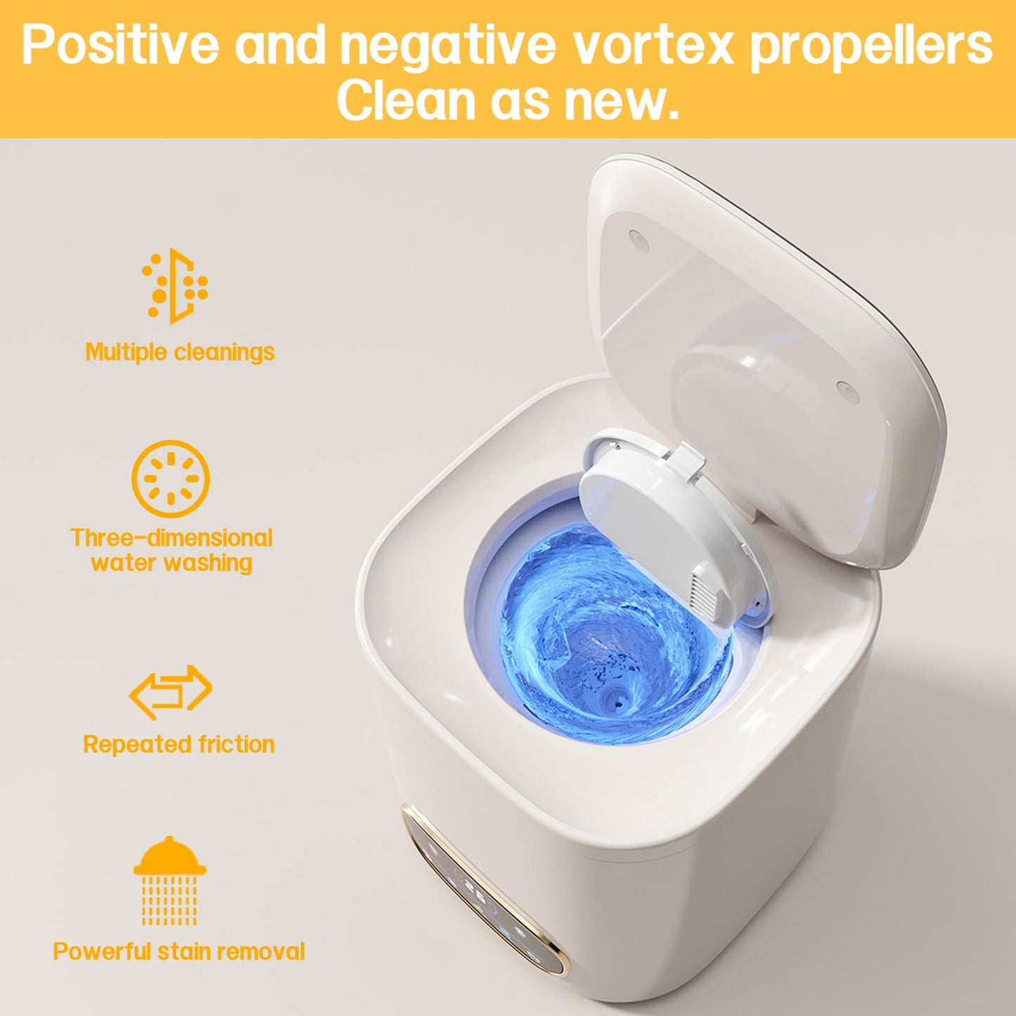 Portable Fully Automatic Washing Machine, 9L Compact Underwear Mini Washer with LCD Touch Control Screen, One-Touch Operation, Easy Installation, Ideal for Apartments, Dorms, RVs & Travel, 110V