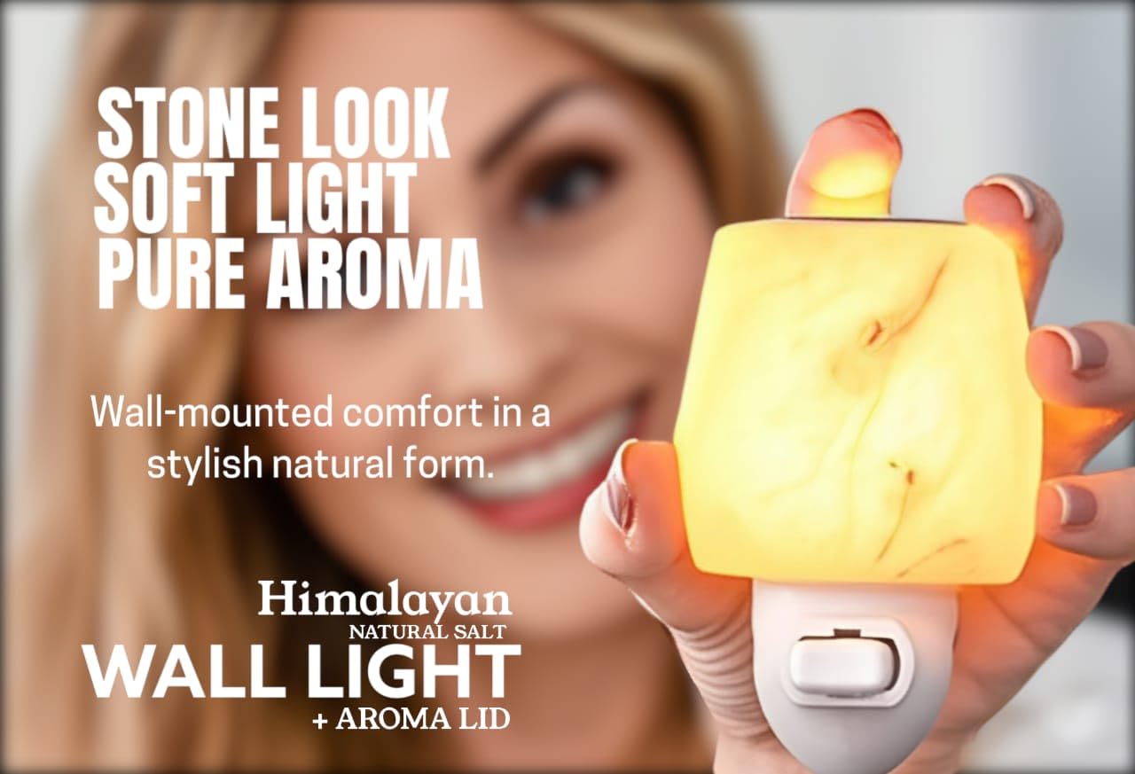 Himalayan Natural Salt Night Lamp with Aroma Lid – Unique Rock Shape for Relaxation & Wellness – Ideal Gift in Beautiful Box!
