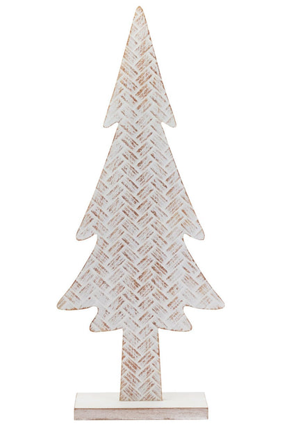 Boston International Christmas Tree for Tabletop Mantel Shelf Winter Holiday Decorations for Home, Medium, White Wash Basketweave Tree