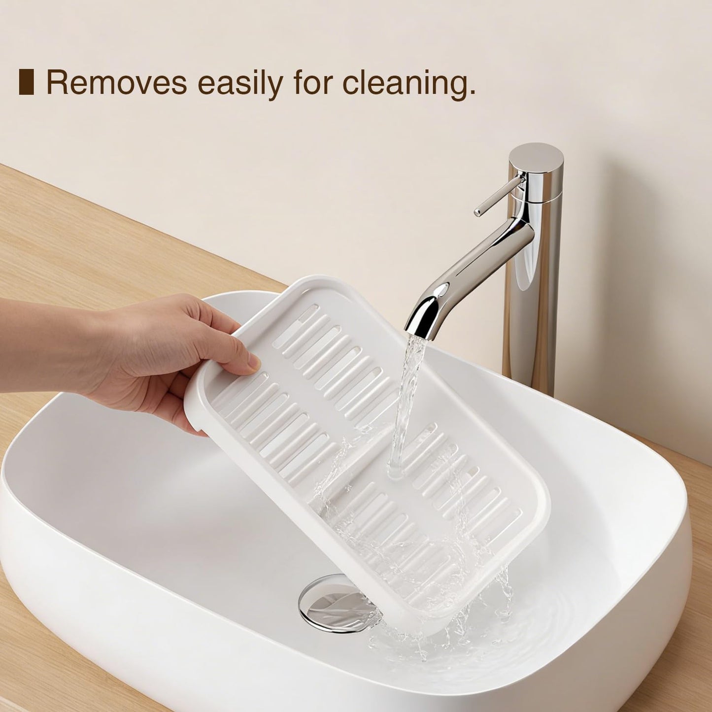 HAVICATO Soap Dish with Raised Ridges for Self-Draining, Wall-Mount or Countertop, ABS Plastic, White