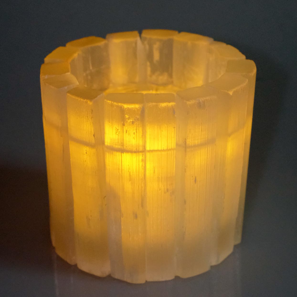 Selenite Candle Holder Natural Cylindrical Tealight Holder