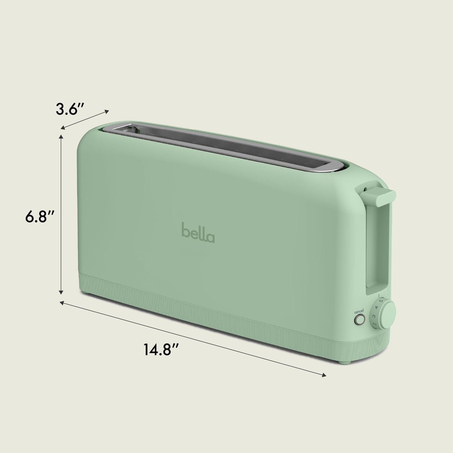 bella 2 Slice Slim Toaster, Fits-anywhere™ Kitchenware, 6 Setting Shade Control with Reheat & Cancel Buttons, Fits sourdough, 10” Long Slot, Anti Jam & Auto Shutoff, 900 Watt, Surf