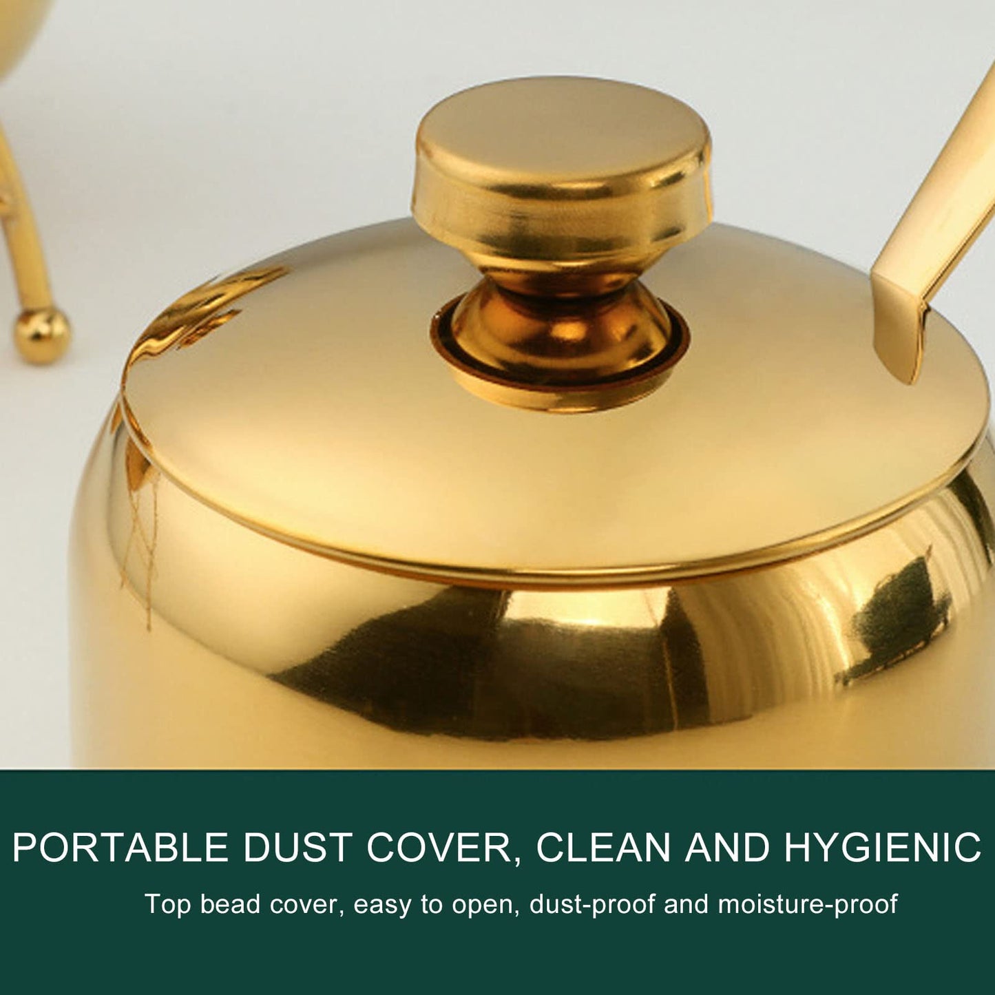 Tomotato Stainless Steel Condiment Pot, Gold Seasoning Jar Bottle with Lid, Small Spice Jars Salt Pepper Sugar Storage Container Condiment Canisters Pots for Home Kitchen (Gold)