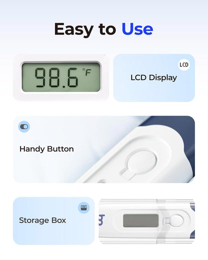 femometer Oral Thermometer for Adults and Kids, Fast Accurate Oral, Underarm & Rectal Digital Thermometer with Flexible Tip, Navy Blue