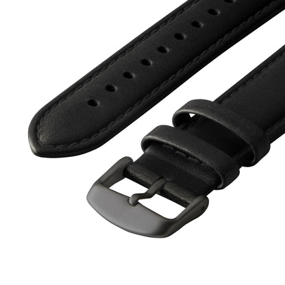 Archer Watch Straps - Top Grain Leather Straps for Apple Watch (Black/Matched Thread, Matte Gray Hardware, 44/45/46/49mm)