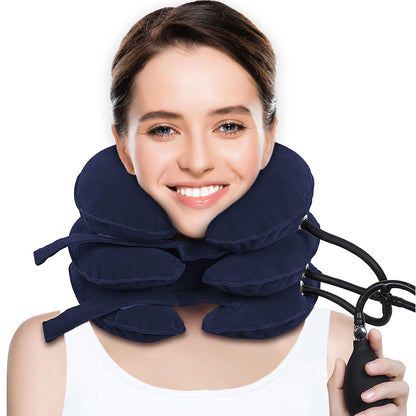 Neck Stretcher, Cervical Traction Device, Neck Traction Device, Cervical Neck Traction Device for Neck Pain Relief, Adjustable Inflatable Neck Brace, Neck Decompression Home Use (Blue)