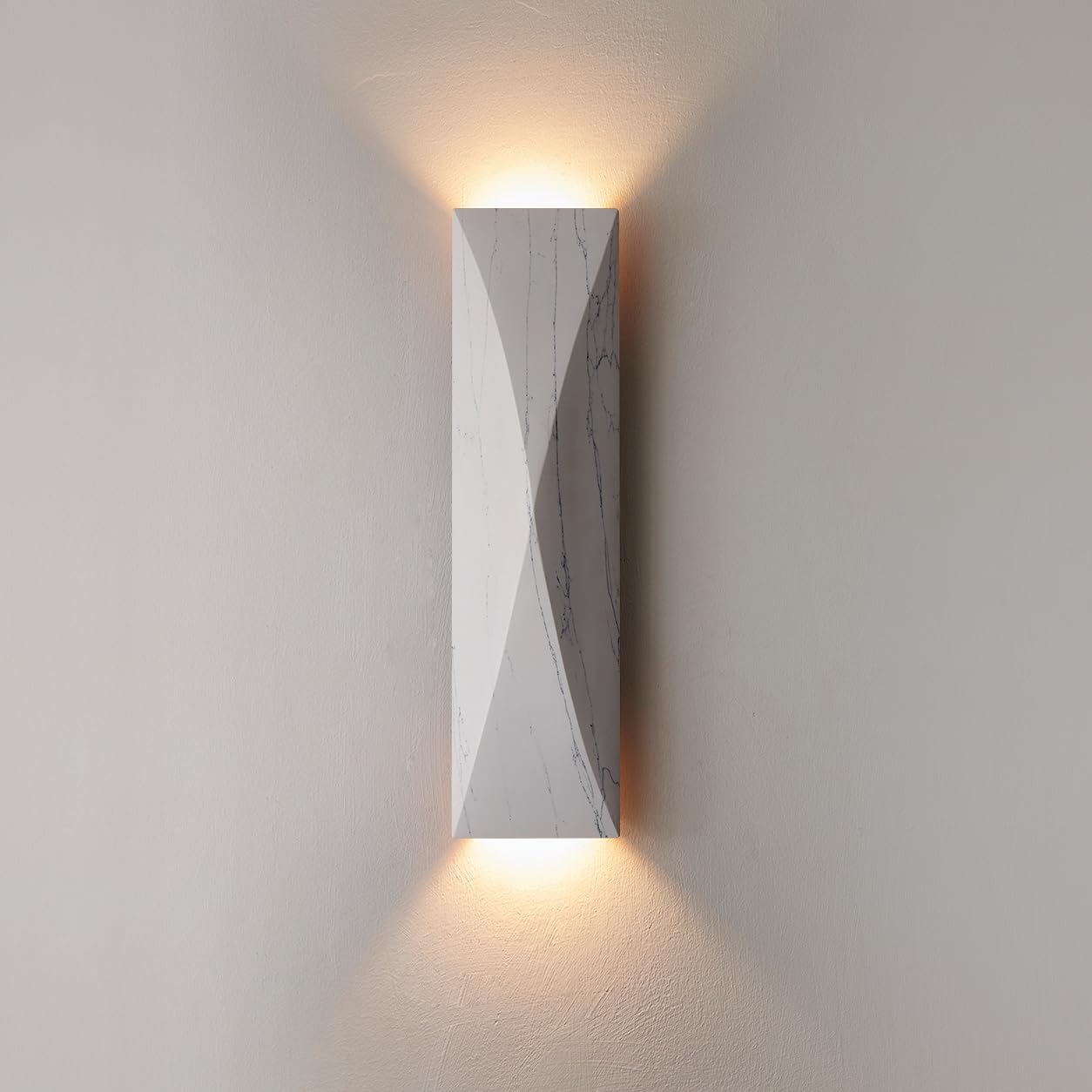 LVLVlech 15.75 Inch Nordic Natural Marble Wall Sconce, Up and Down Lighting, Ideal for Living Room, Bedroom, Staircase and Entryway