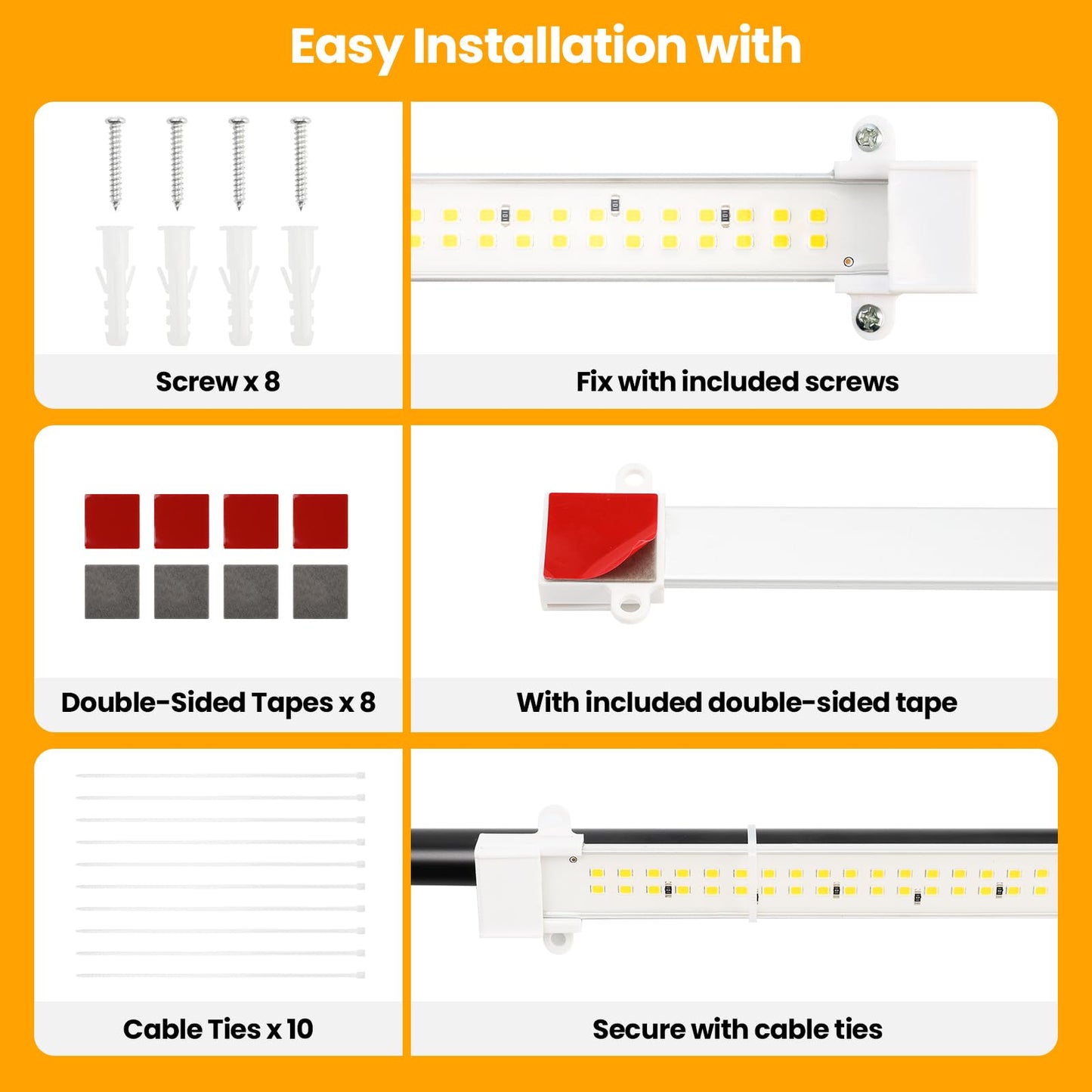 Mosthink Grow Lights for Indoor Plants, 6500K Full Spectrum Plant Lights for Indoor Growing, 16" LED Plant Grow Light Strips with 432 LEDs, 3/6/12H Auto Timer, 6-Level Dimmable, 4-Pack
