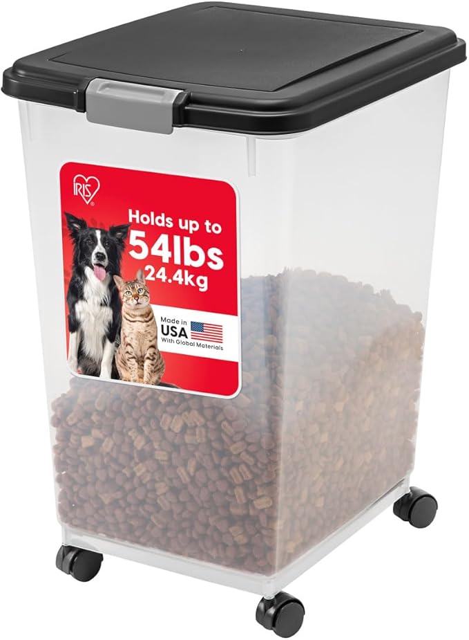 IRIS USA Airtight Dog Food Storage Container, Attachable Wheels,