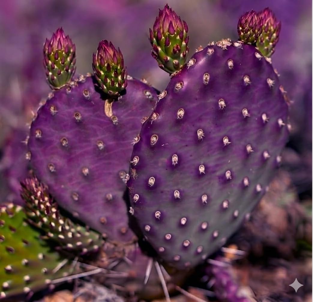 Purple Prickly Pear Cactus Live Plant | Live Opuntia Purple Cactus in 3 Inch Pot | Drought-Tolerant Desert Plant for Indoor & Outdoor Use, Landscaping, Rock Gardens & Container Planting