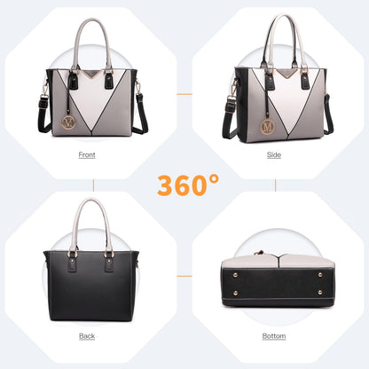 Miss Lulu Handbags for Women, V-Shape Shoulder Tote Bag, Lightweight Leather Look Medium Handbag