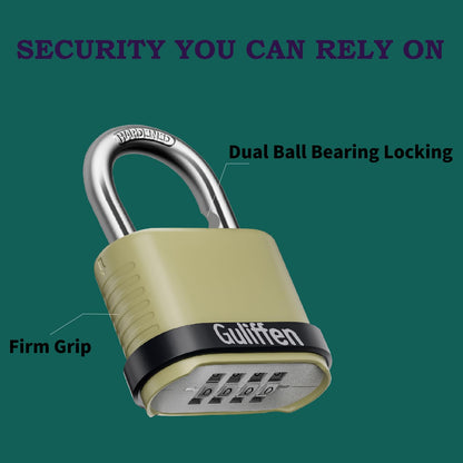 Guliffen Outdoor Combination Lock, Heavy Duty Weatherproof Combination Padlock, 4 Pack Resettable Combination Lock for Locker, Shed, Garage, Gate, Fence