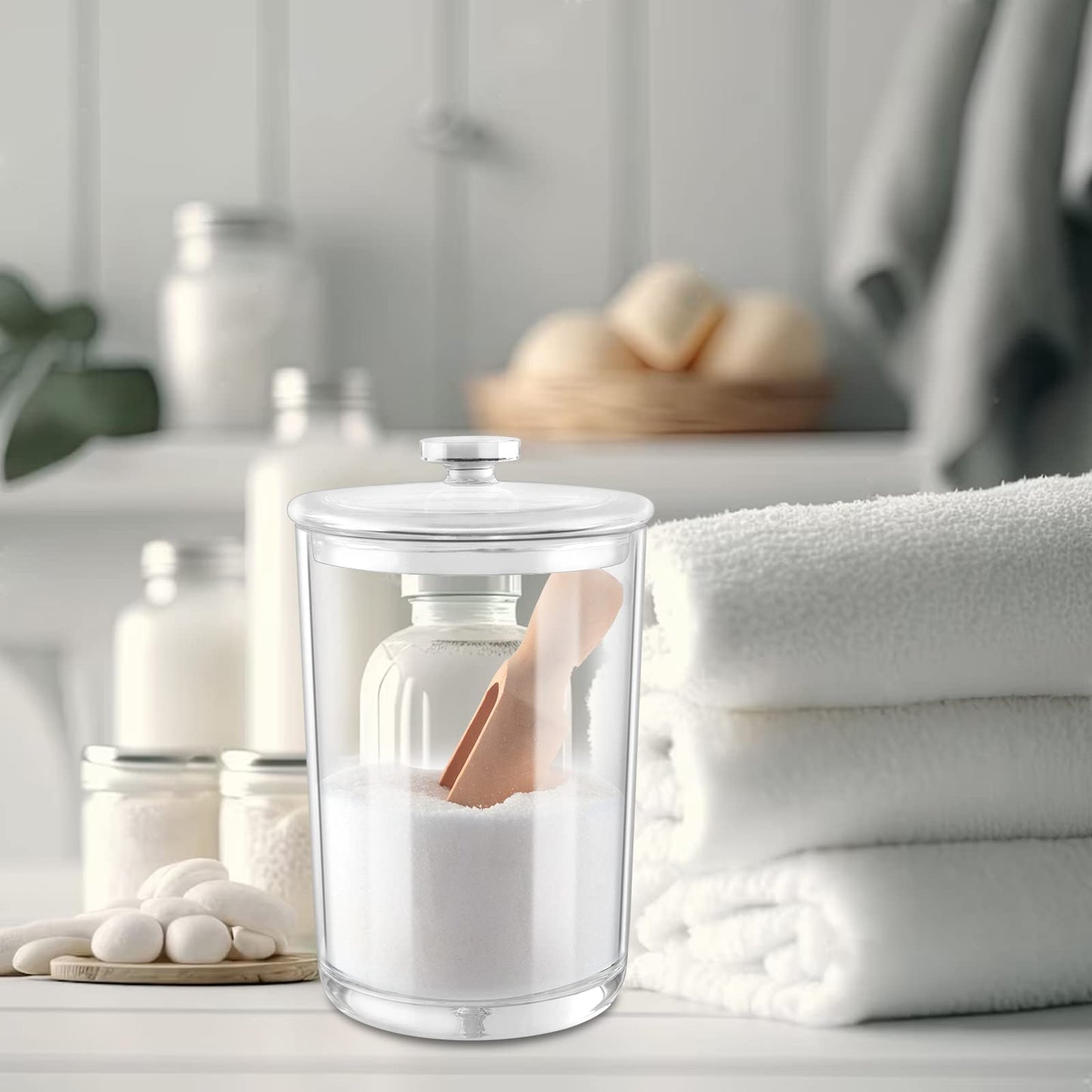 1000ML/33OZ Acrylic Bath Salt jar With Scoop Bath Salt Containers with Lids and Scoop Bath Salt Big Jar for Salt Candy Tea