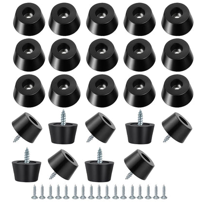 24PCS Hard Rubber Feet for Cutting Board(0.79X0.5inch), Furniture Pads with Screws, Kitchen Countertop Protectors for Boards and Appliances