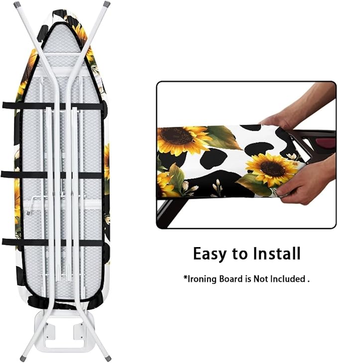 Sunflower Cow Print Ironing Board Cover and Pad Standard Size Resist Scorching