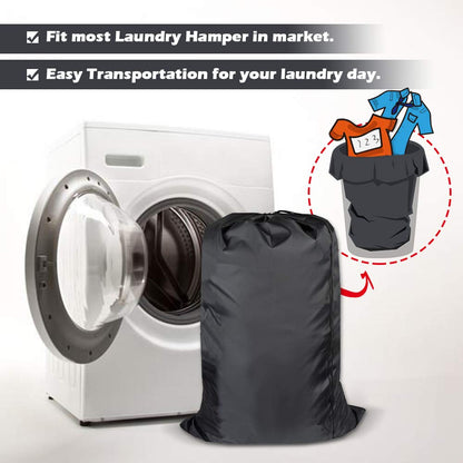 UniLiGis Washable Travel Laundry Bag with Drawstring, Large Dirty Clothes Bag Fit a Laundry Basket or Clothes Hamper, Enough to Hold 4 Loads of Laundry,26x39 inches (RoyalBlue Black Grey)