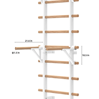 DHT Double Bar Bracket, Swedish Ladder Dip Bar Exclusive Attachment, for Home, School, Physical Therapy and Gymnastics, White