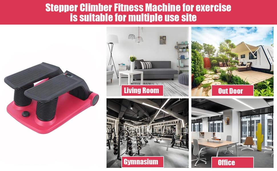 Stepper Climber Fitness Machine, Air Stair Climber Stepper Machine, Cardio Training Step Climber Machine Adjustable Fitness Exercise Machine Resistance Bands, Comfortable Foot Pedals