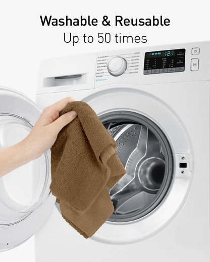 Fantasticlean Microfiber Cleaning Cloth Roll -150 Pack, Tear Away Microfiber Towels, 12" x 12", Reusable, Washable, Ultra Absorbent Dishcloth for Home Supplies, Car, Pet, Kitchen (2 Rolls of Grey)