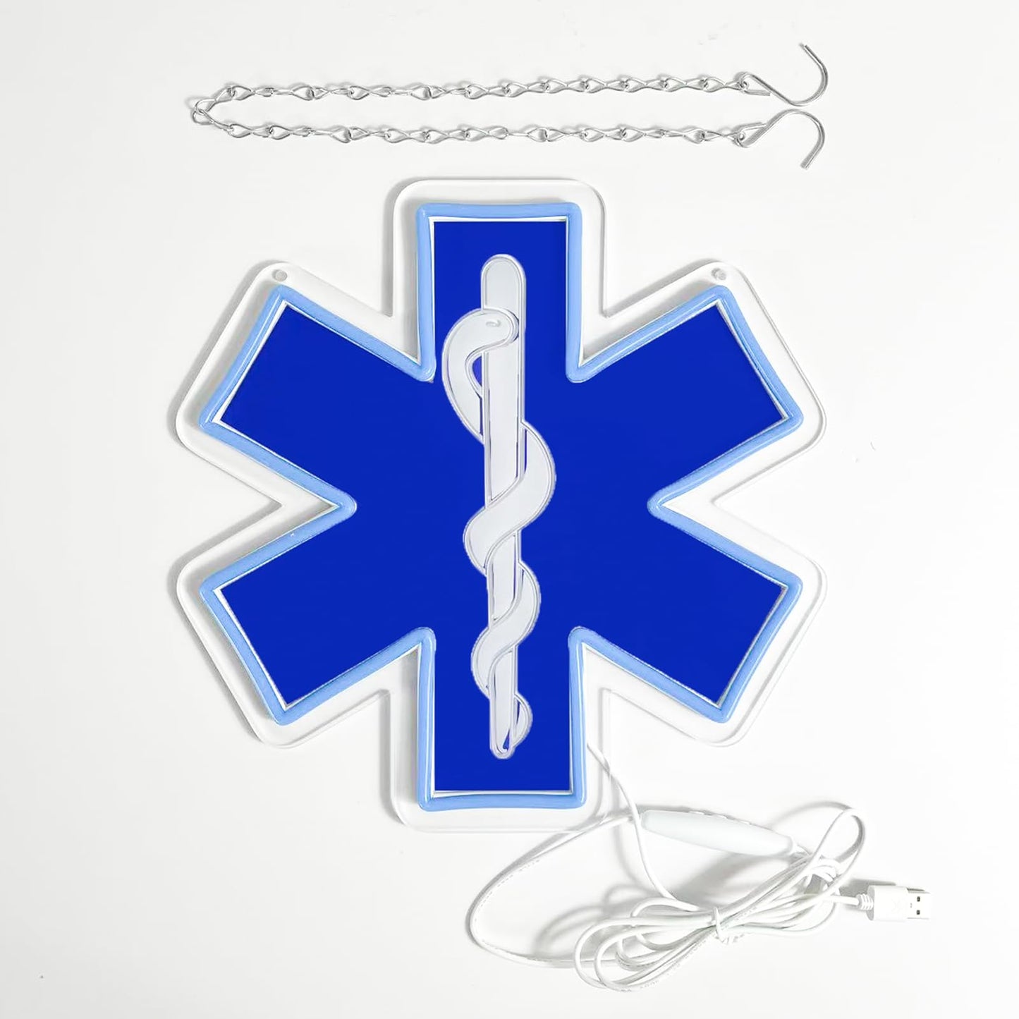 TOPQUALI Star of Life LED Neon Sign, 12 x 12 Inches, Pink, USB Powered Wall Decor for EMT Paramedic, Garage, Game Room, Bedroom, Man Cave